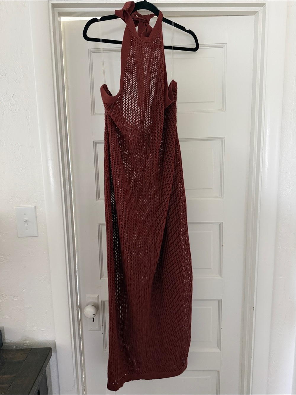 Beach Riot by Anthropologie Halter Maxi Dress in Deep Brick